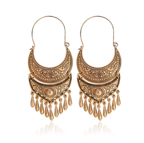 2021 New fashion earrings retro alloy moon sunflower pattern metal pendant earrings wholesale