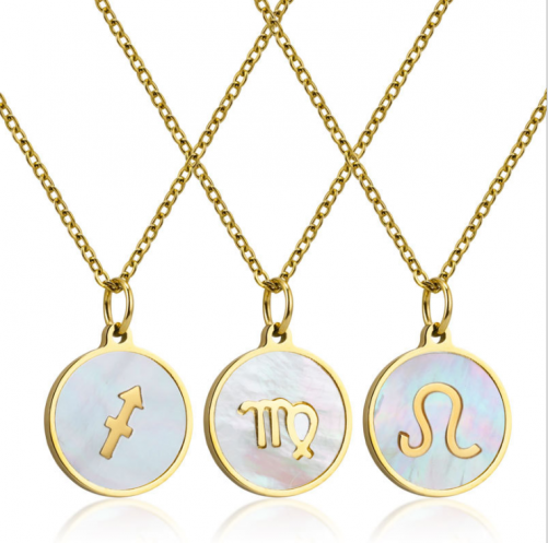 Fashion Female Men Lucky Birthday Gift Gold Plated Jewelry 12 zodia Horoscope Women Zodiac Sign Pendant Necklace