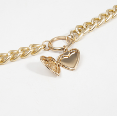 Wholesale Heart-shaped pendant double gift photo gold plated alloy necklace Valentine's Day