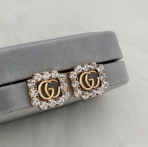 925 Sterling Silver Needle Gold Jewelry Women Fashion Double Letter G Earrings Luxury Crystal Stud Earrings Wholesale