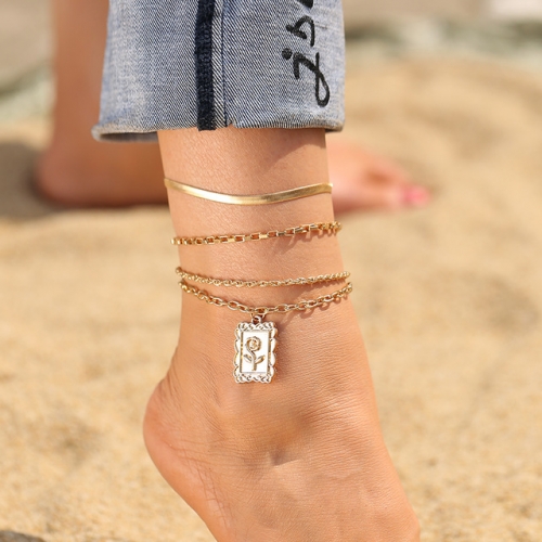 New Vintage Anklet Set Fashion Anklets For Women girl Multilayers Adjustable Anklet 2022 Bracelet On Leg Foot Beach Jewelry