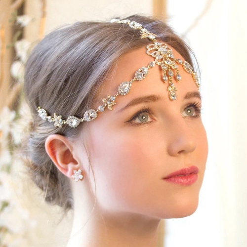 Fashion Bridal Wedding Crystal Hair Chain Rhinestone Water Drop Butterfly Head Chain Headdress