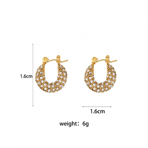 Seven Chow New Delicate Quality Luxury 3A Zircon Hoop Earrings Stainless Steel Jewelry 18K Gold Plated Clear Crystal Earrings