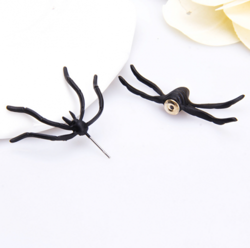Fashion personality animal alternative exaggerated Halloween funny black spider earrings