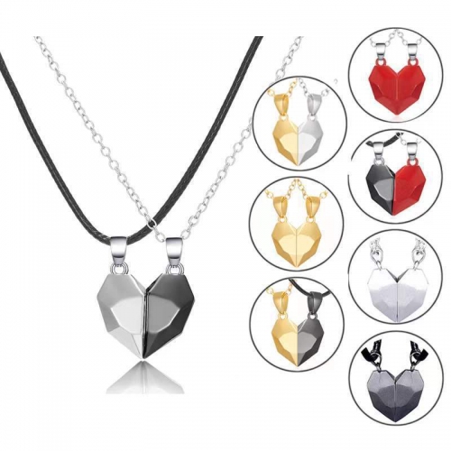 2pcs/Set Magnetic Couple Necklace Heart Pendant Valentine's Day Gift