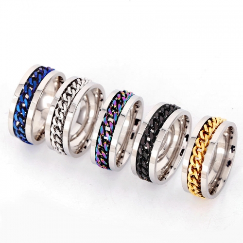 Stainless Steel Rotatable Men Ring High Quality Spinner Chain Punk Women Jewelry for Party Gift