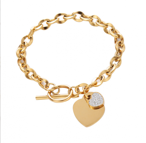 Elevate your style with our durable stainless steel heart bracelet. Perfect for any outfit! #FashionTrend