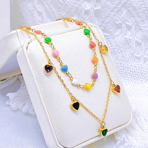 "Heart Solid Stainless Steel Gold Plated Snake Chain Necklace: Timeless Charm for Every Look!"