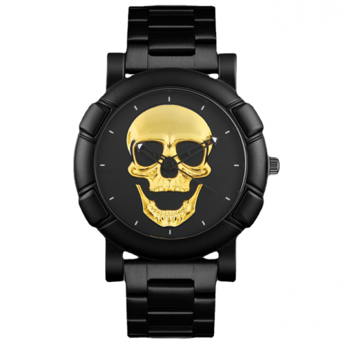 Men's Skull Steel Band Watch - Stylish & Edgy